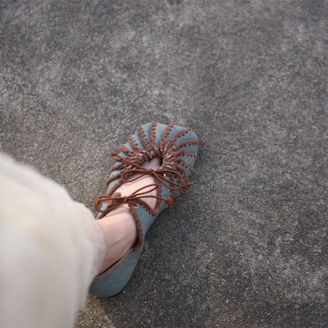 Artmu阿木原创小众款手工缝线方头玛丽珍鞋褶皱芭蕾鞋单鞋5237主图