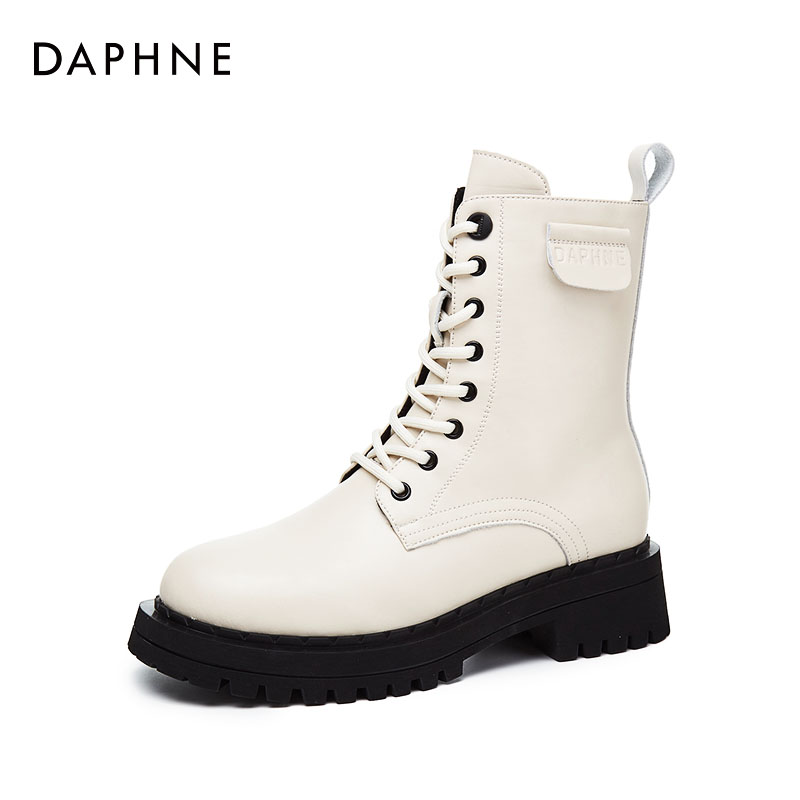 Daphne/达芙妮时装靴秋冬新款气质英伦风时尚百搭加绒时装短靴主图
