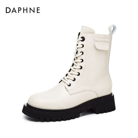 Daphne/达芙妮时装靴秋冬新款气质英伦风时尚百搭加绒时装短靴