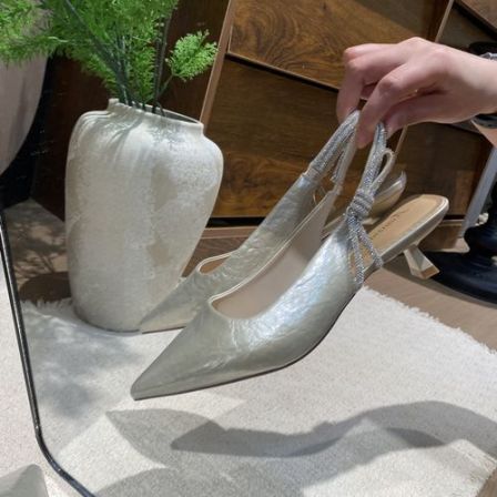 【3cm】T9928法式高跟包头女包头凉鞋时装浅口尖头百搭