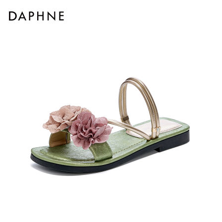 达芙妮2025夏季镂空潮流时尚一字拖鞋女外穿轻便百搭平底凉拖凉鞋