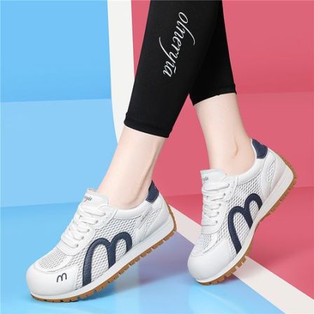 网面透气德训鞋女2026春夏新款透气厚底轻便百搭休闲运动鞋阿甘鞋