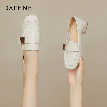 达芙妮2025秋冬软底配裙子单鞋新款粗跟法式气质时尚百搭小皮鞋