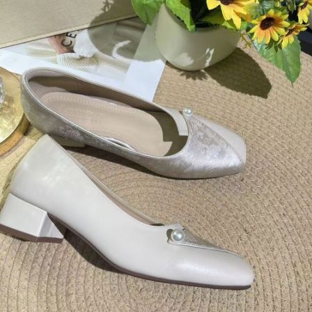 拼接珍珠国风玛丽珍鞋晚晚风温柔鞋配裙子法式仙女风旗袍单鞋女 