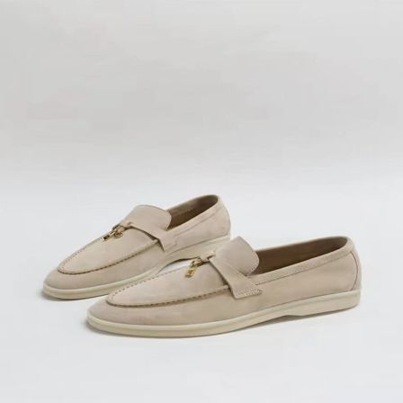 2025“经典升级”绒面羊绒拼水染羊皮舒适平底乐福鞋241106