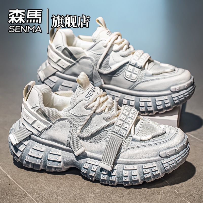森马男鞋春季时尚个性休闲百搭老爹鞋厚底增高做旧潮流低帮网面鞋主图