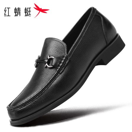 红蜻蜓男鞋休闲乐福鞋真皮休闲皮鞋头层牛皮商务舒适软底百搭透气