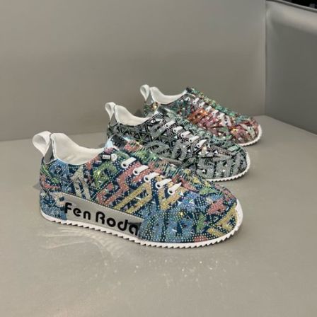 春季新款男士手工烫钻包底增高透气休闲百搭时尚潮流男鞋舒适透气