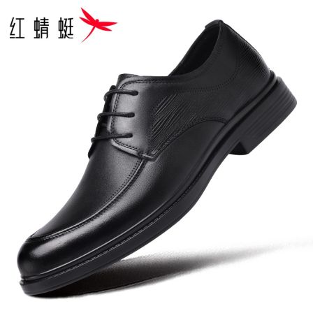 红蜻蜓男鞋春款商务皮鞋真皮德比鞋头层牛皮休闲皮鞋防滑软底正装