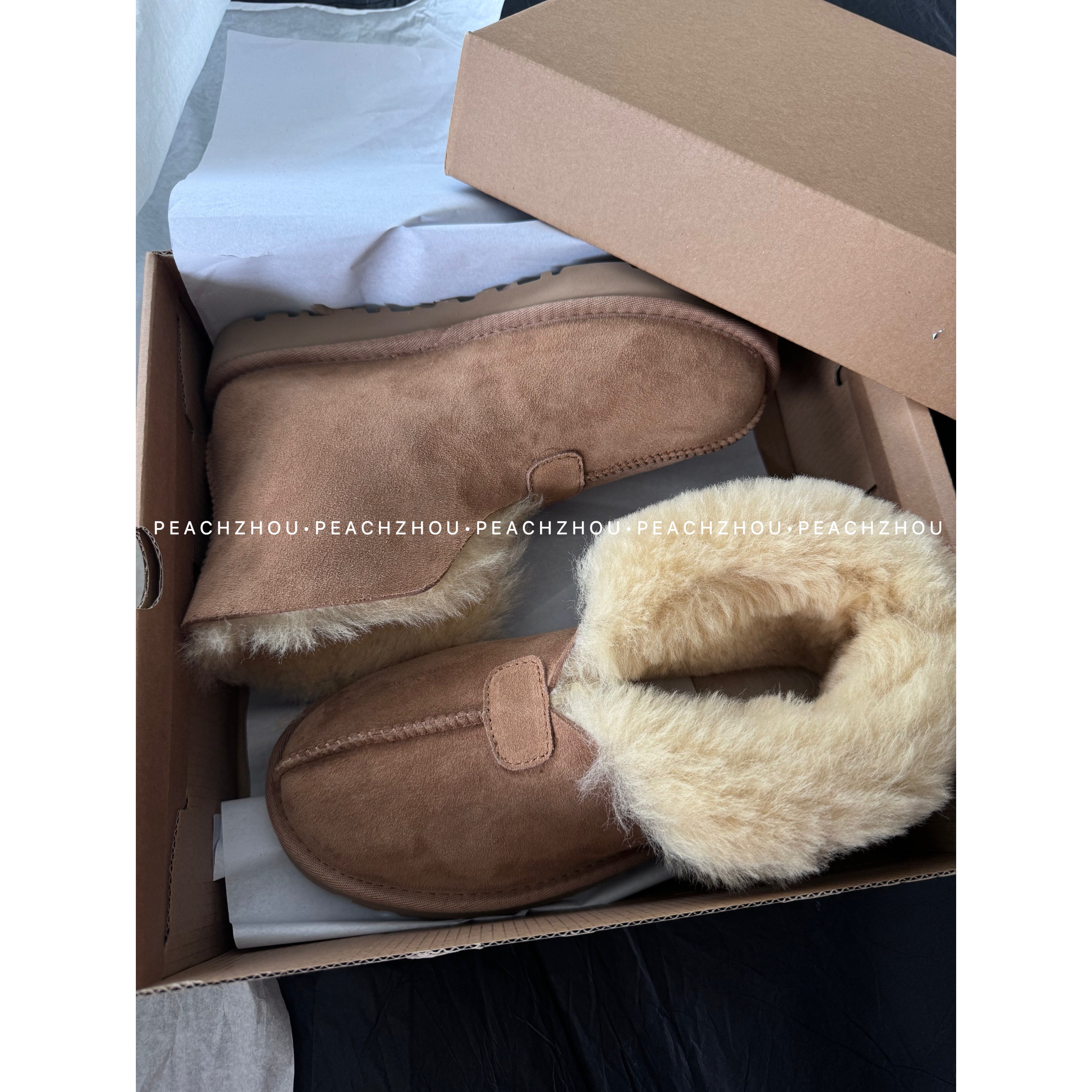 『PEACHZHOU』羊皮毛一体梅特翻毛两穿短筒靴休闲百搭保暖鞋雪地靴主图