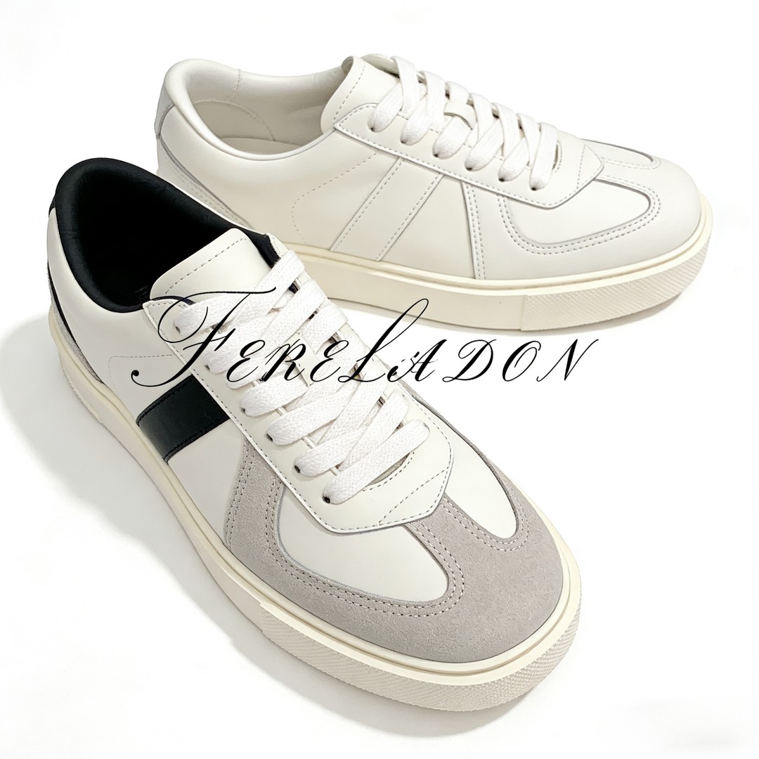 【男士轻奢百搭休闲鞋】早春新款透气拼皮低帮平底系带板鞋+5776主图