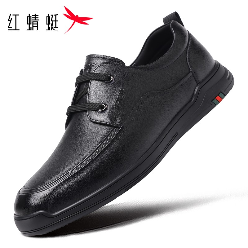 红蜻蜓男鞋2026新款真皮休闲皮鞋商务头层牛皮软皮软底透气爸爸鞋主图