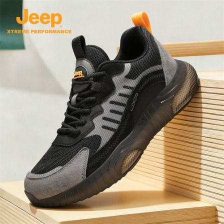 Jeep吉普男鞋2026春季新款黑色网面鞋透气百搭舒适轻便运动休闲鞋