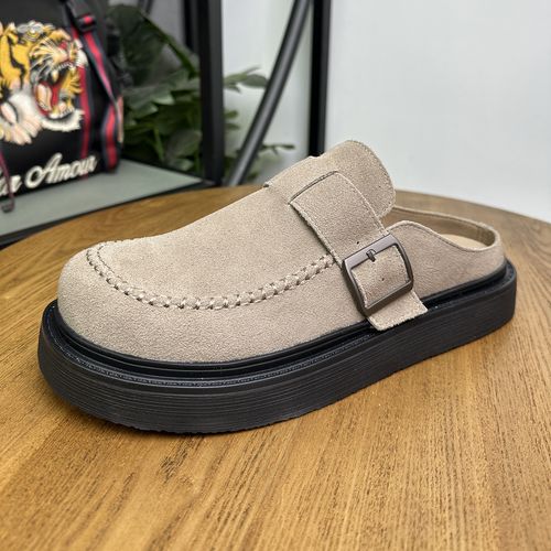 春夏男士休闲乐福鞋一脚蹬豆豆鞋时尚百搭舒适懒人鞋真皮套脚鞋子主图