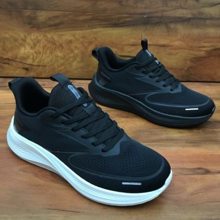 2026新款黑色透气轻便吸汗减震回弹防滑耐磨跑步休闲运动鞋男鞋·