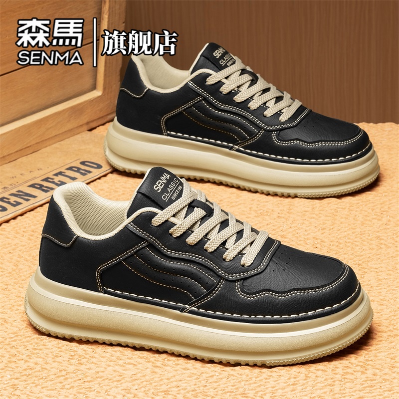 森马男鞋春季新款百搭厚底增高运动板鞋复古时尚休闲鞋防滑低帮鞋主图