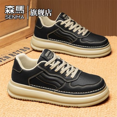 森马男鞋春季新款百搭厚底增高运动板鞋复古时尚休闲鞋防滑低帮鞋