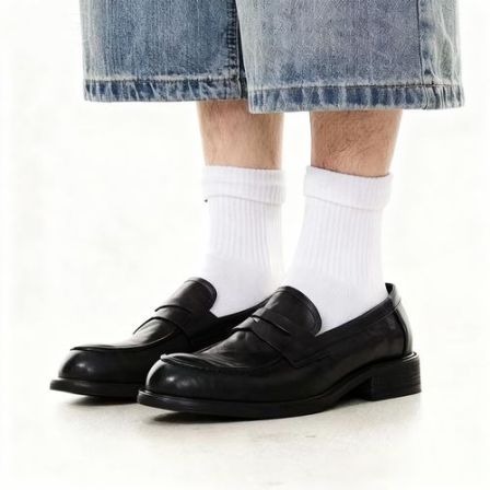 "STU"乐福头层牛皮英伦乐福鞋水洗尖头低帮复古男女单鞋休闲老钱