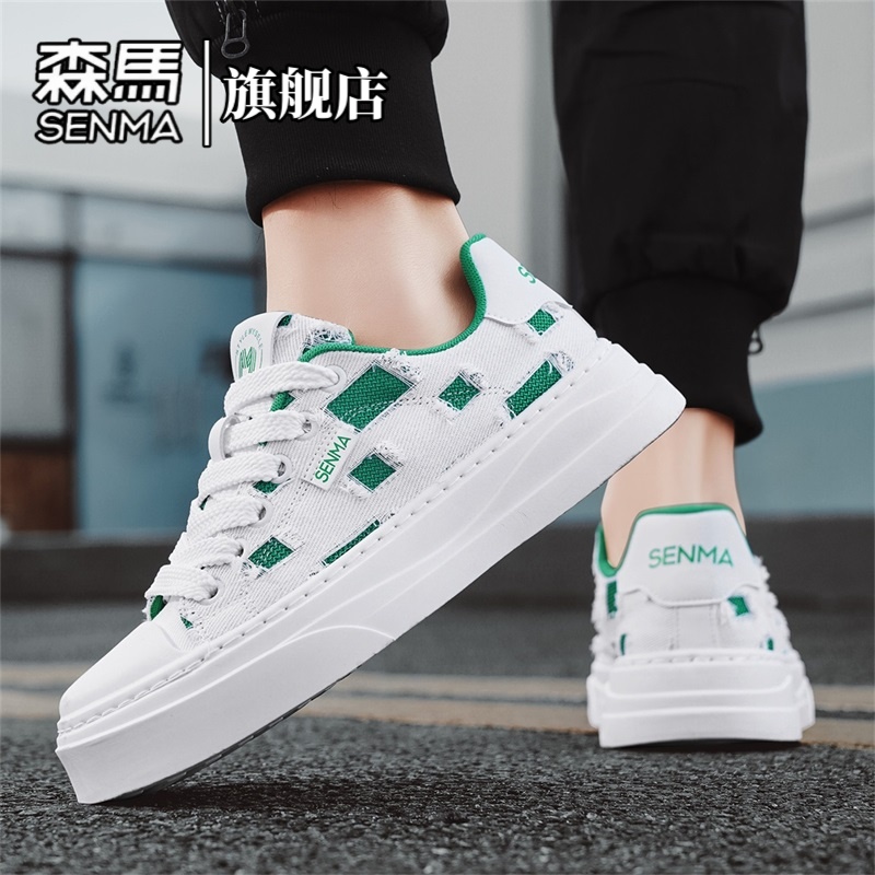 森马男鞋冬季新款透气帆布鞋男士户外运动休闲鞋防滑低帮增高板鞋主图