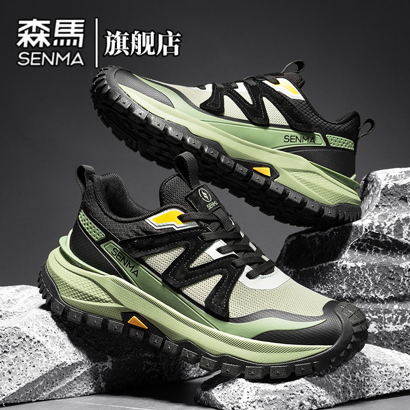 森马男鞋春季新款网面飞织透气休闲鞋厚底增高时尚百搭运动网面鞋主图