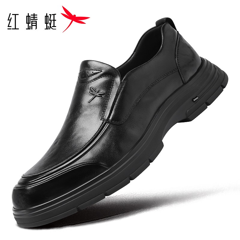红蜻蜓春夏商务乐福鞋增高男鞋套脚休闲皮鞋厚底英伦透气百搭舒适主图