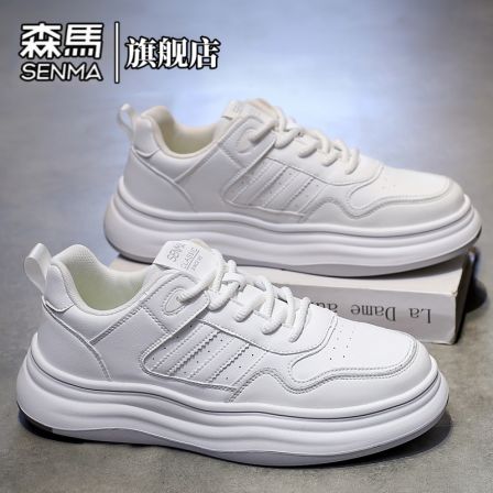 森马男鞋春季情侣新款百搭皮面休闲百搭运动增高厚底百搭小白鞋男