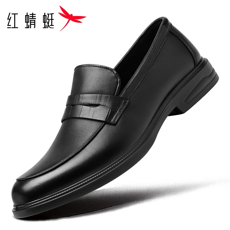 红蜻蜓春夏商务乐福鞋一脚蹬男鞋真皮头层牛皮职场软底英伦风软底主图