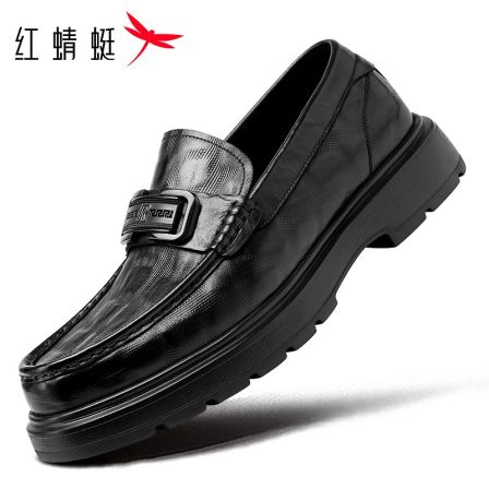红蜻蜓春夏乐福鞋增高男鞋套脚休闲皮鞋商务厚底英伦透气百搭舒适