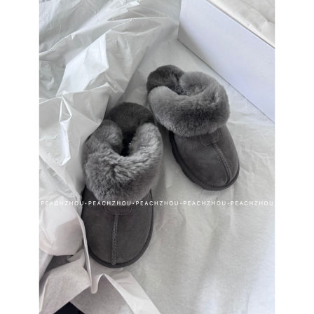 PEACHZHOU 羊皮毛一体包头外穿半拖鞋休闲保暖毛拖一脚蹬星拖