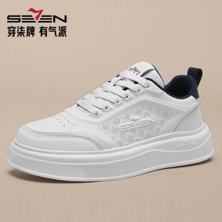 柒牌正品男鞋春季新款厚底增高低帮板鞋男士时尚百搭休闲鞋潮鞋子
