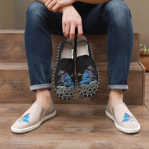 男士休闲透气中国风千层底老北京布鞋男鞋夏季软底复古国潮风刺绣主图