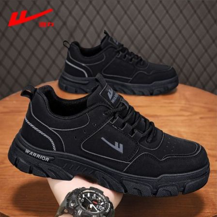 回力男鞋春季纯黑男士厨房工作干活劳保鞋防滑耐磨工地运动工装鞋