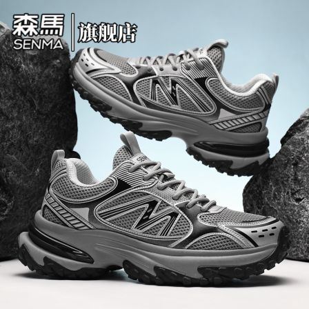 男鞋春季户外休闲跑步时尚老爹鞋飞织透气轻便低帮运动网面鞋