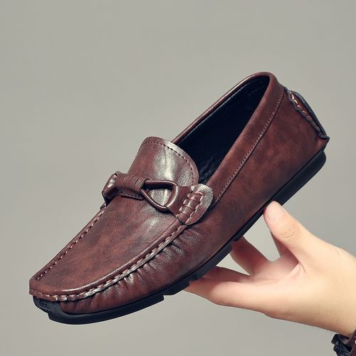 低帮男款工作透气网络豆豆鞋男一脚蹬皮鞋时尚休闲鞋皮鞋天蝎女主图