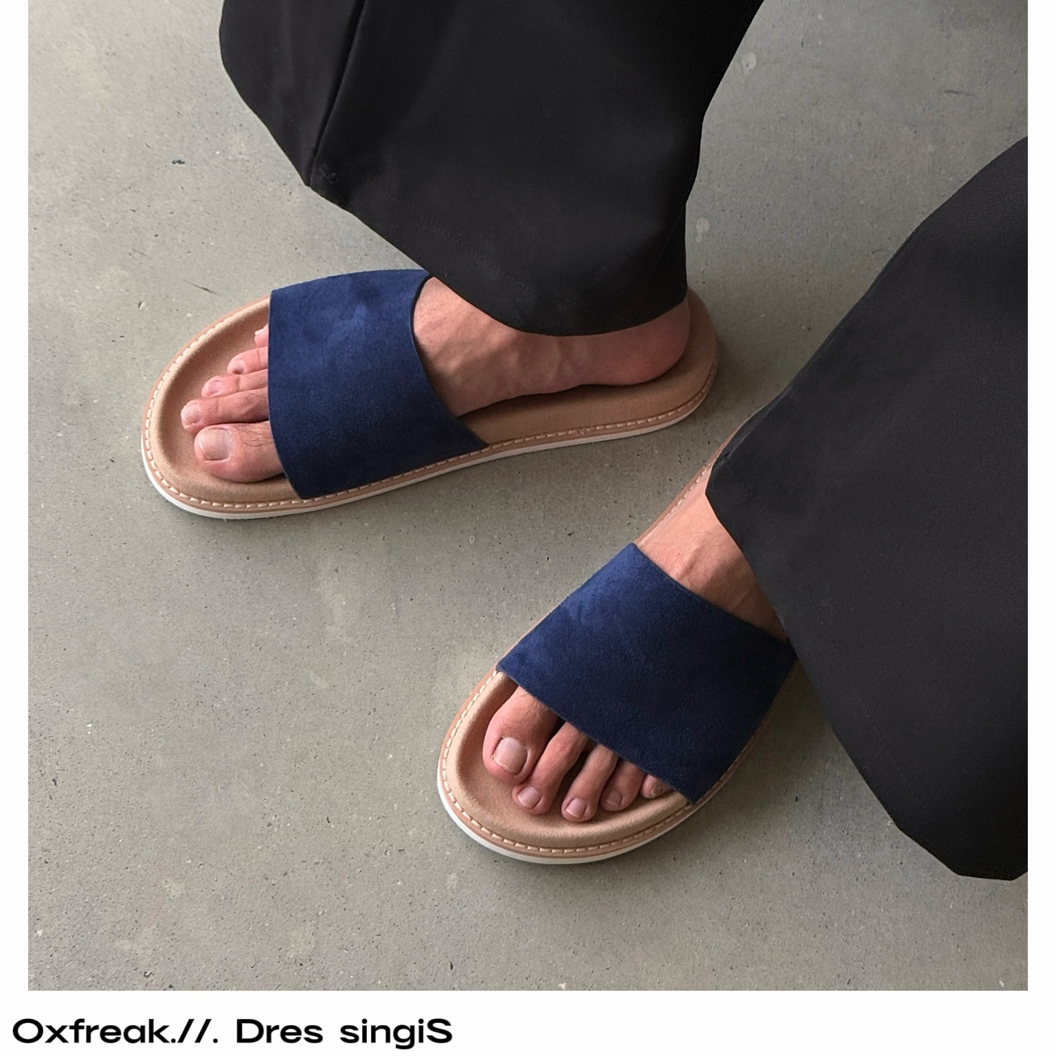 OXFREAK 牛反绒拖鞋男夏季外穿潮流牛皮一字托休闲真皮防滑沙滩主图