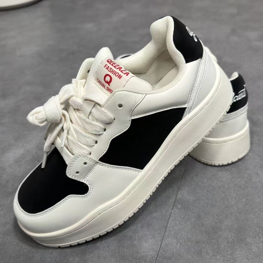 创恒（合欢）春季新款时尚百搭原创设计经典黑白小众男女情侣板鞋主图