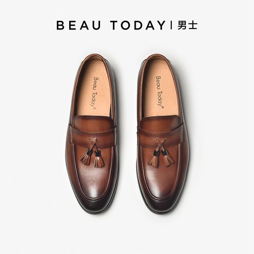 BeauToday【皮胚改色】英伦风男士商务休闲真皮一脚蹬流苏春乐福鞋主图