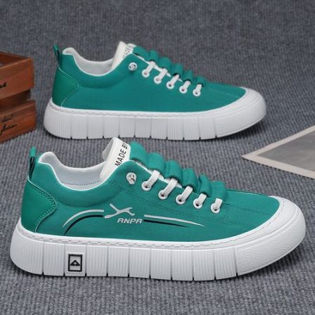 【设计师款】男鞋2026春季新款百搭帆布潮鞋软底增高一脚蹬休闲板鞋