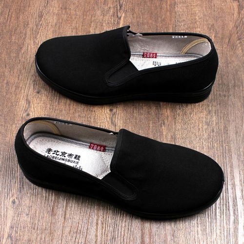 2026春季新款老北京布鞋男黑色一脚蹬懒人休闲软底透气舒适爸爸鞋主图