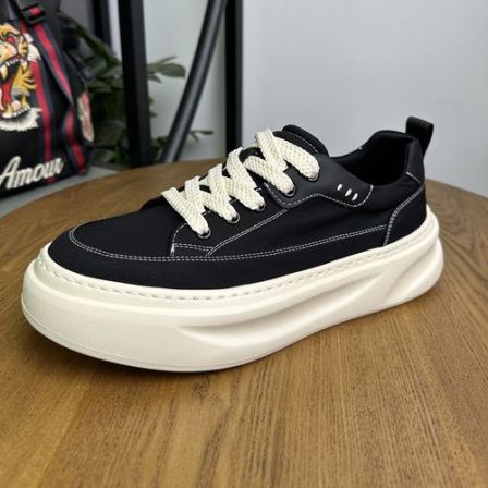 2026春季新款厚底帆布鞋男士时尚休闲百搭低帮鞋轻便韩版时尚潮鞋