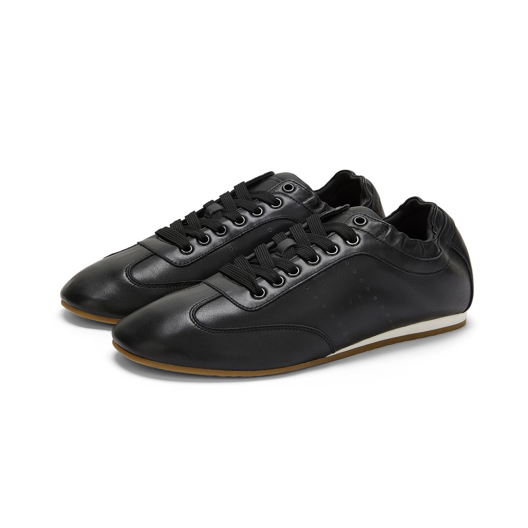 haonanhuang 头层牛皮拼牛反绒休闲运动复古德训薄底鞋主图