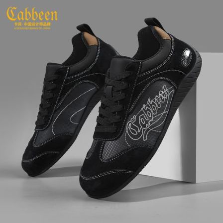 卡宾德训鞋男2026新款春季黑色薄底赛车鞋男士复古休闲板鞋子男鞋