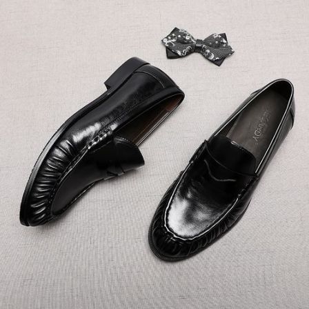 时尚做旧男士皮鞋复古一脚蹬男鞋简约休闲英伦风真皮乐福鞋百搭