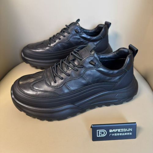 广州手工男鞋春季新款低帮单鞋厚度超轻一脚蹬休闲皮鞋运动9037主图