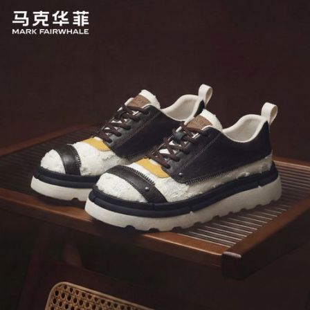 马克华菲皮鞋男款2026新款潮流真皮男士休闲鞋高级厚底运动板鞋男