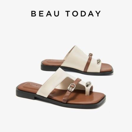 度假风夹趾凉拖度假感凉拖鞋沙滩平底