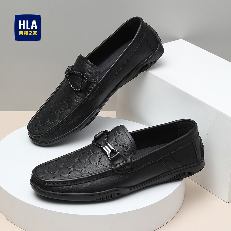 HLA/海澜之家豆豆鞋新款春季皮鞋男轻便软底商务休闲皮鞋男主图