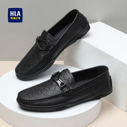 HLA/海澜之家豆豆鞋新款春季皮鞋男轻便软底商务休闲皮鞋男