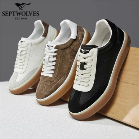 七匹狼阿甘鞋男2026春季新款男士休闲皮鞋透气男鞋德训鞋板鞋男