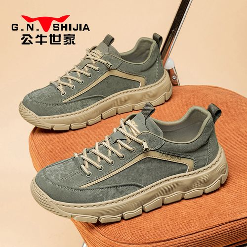公牛世家春季男士帆布鞋运动休闲鞋时尚工装厚底男鞋百搭透气布鞋主图